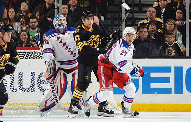 Milan Lucic and the Boston Bruins take on Henrik Lundqvist and the New York Rangers in the second round of the NHL playoffs.